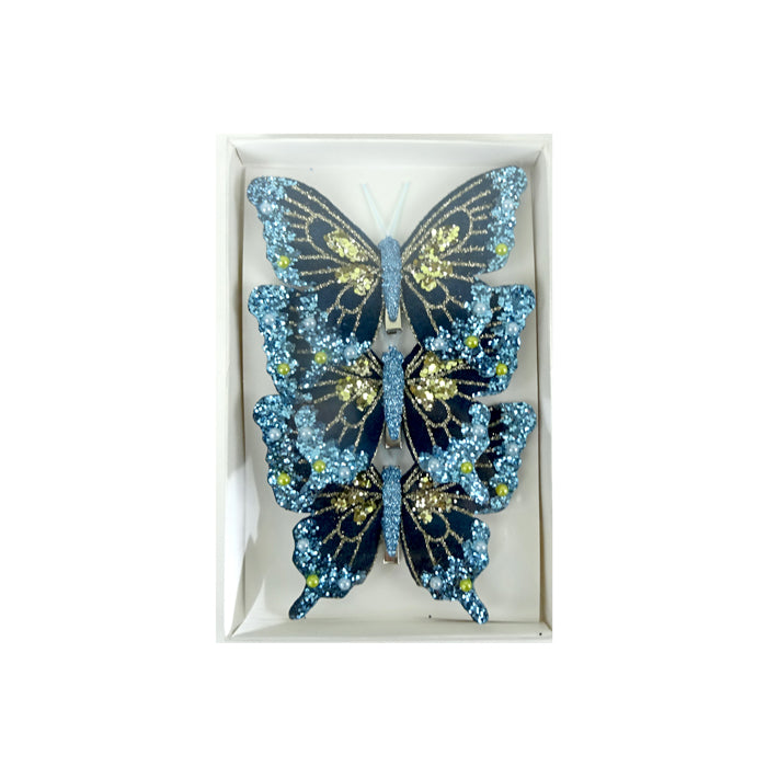 Fabric Butterfly Pk3 Peacock
