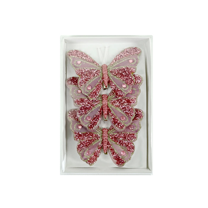 Feather Butterfly Pk3 Pink Gold