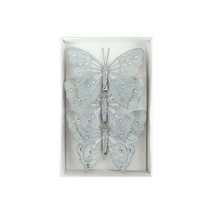 Feather Butterfly Pk3 Silver