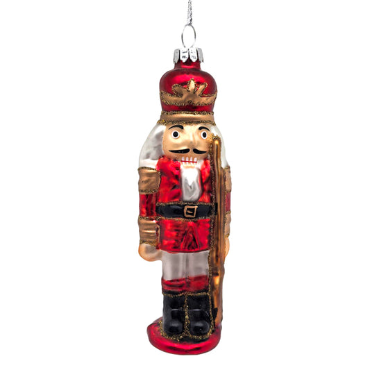 Glass Hanging Nutcracker Dec Red Black