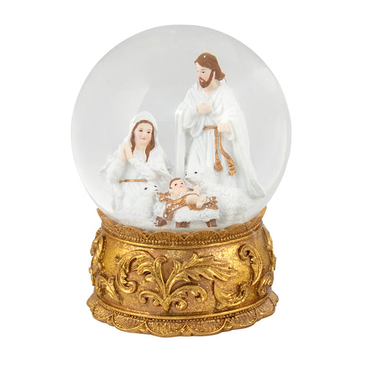 Resin Gold White Water Ball with Nativity