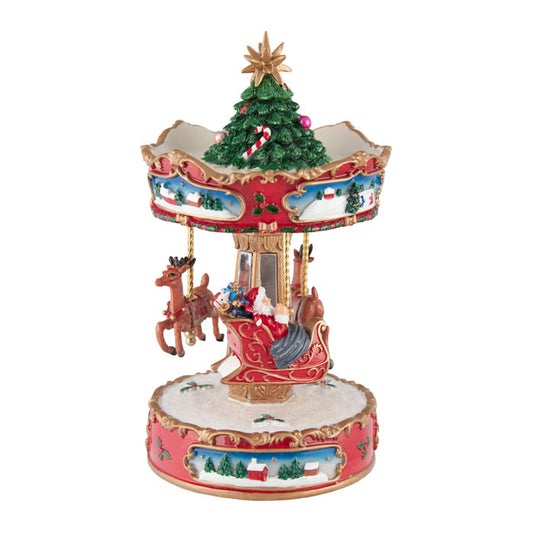 Resin Revolving Musical Sleigh Carousel