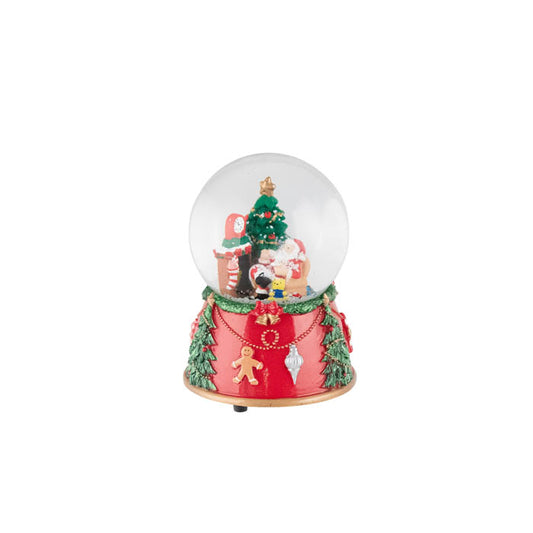 Resin Musical Water Ball 100mm Santa with Children
