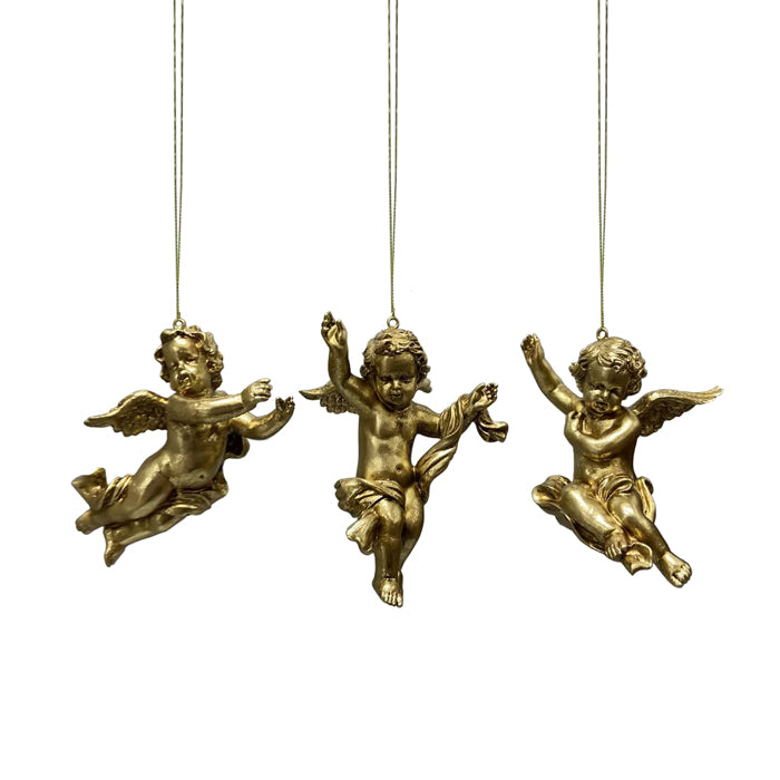 Valenti Resin Gold Hanging Cherub 3 Assorted