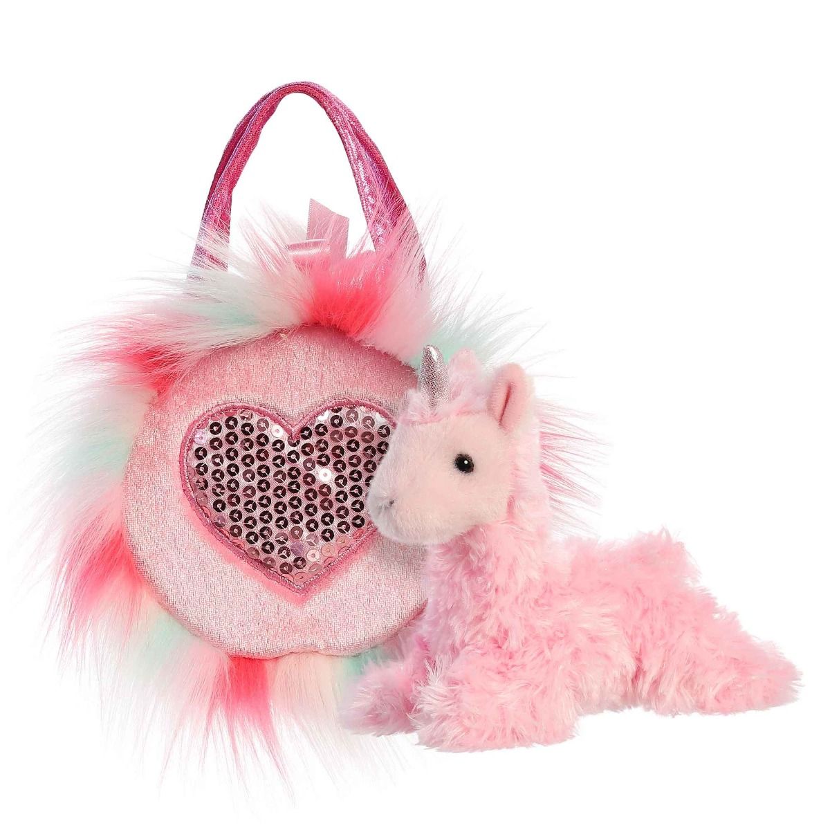 Unicorn Pink Fluffy Heart Bag