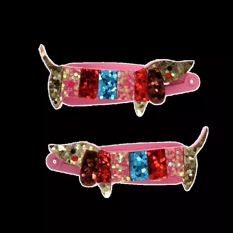 Sausage Dog Glitter Hair Clips