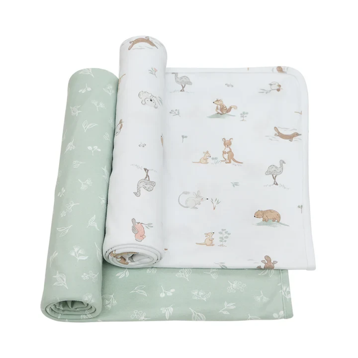 Australiana Pack of 2 Organic Swaddle Wraps