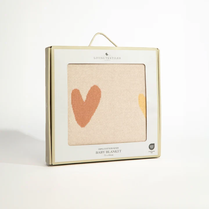Jacquard Pram Blanket - Hearts