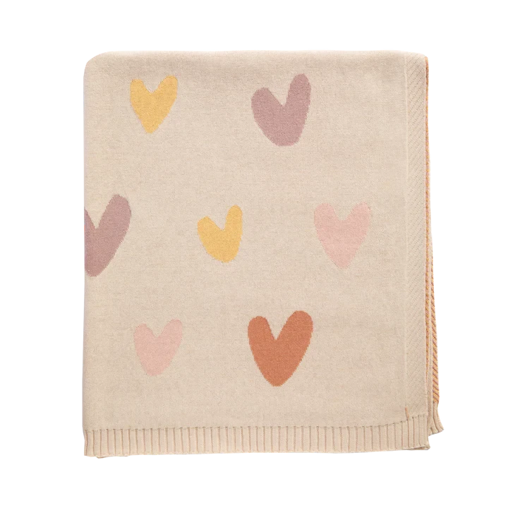 Jacquard Pram Blanket - Hearts