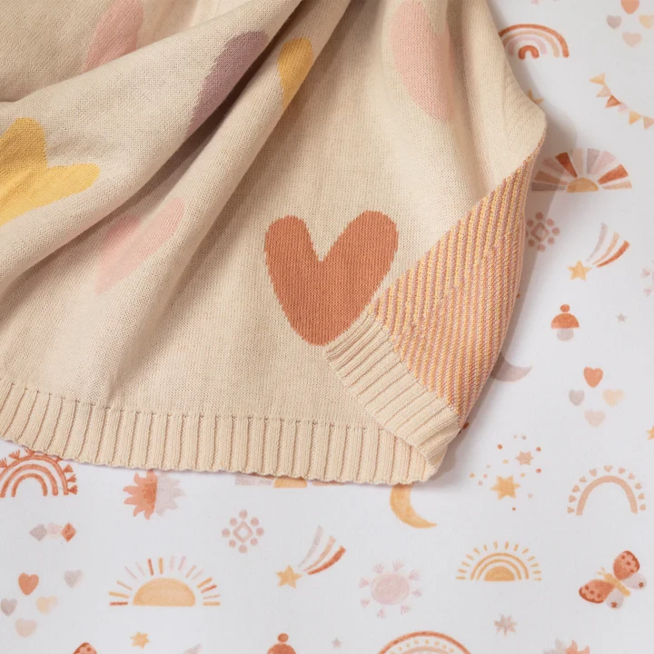 Jacquard Pram Blanket - Hearts