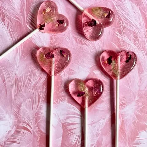 Glitter Rose Love Heart Lollipop