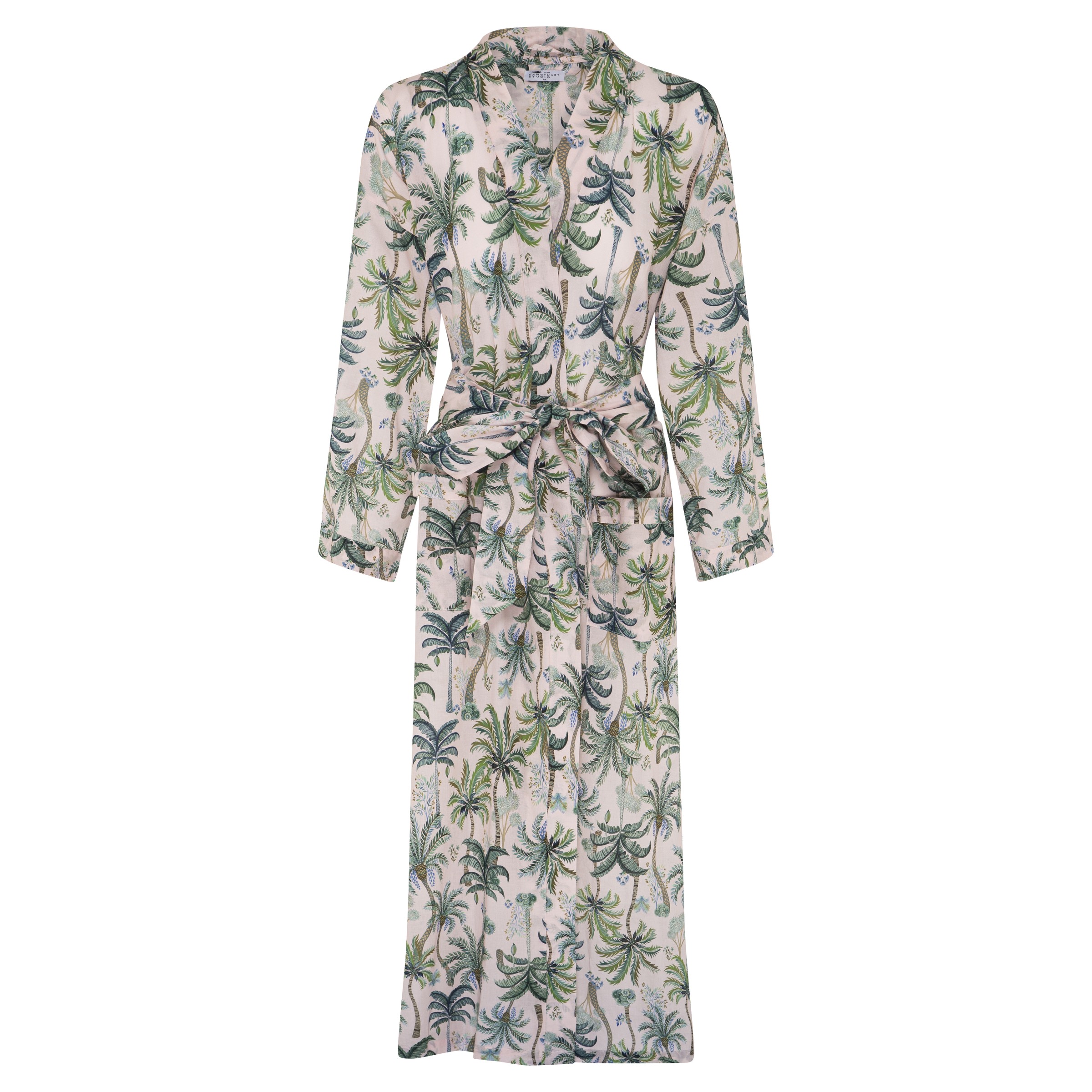 Vintage Palm Cotton Robe - Pink