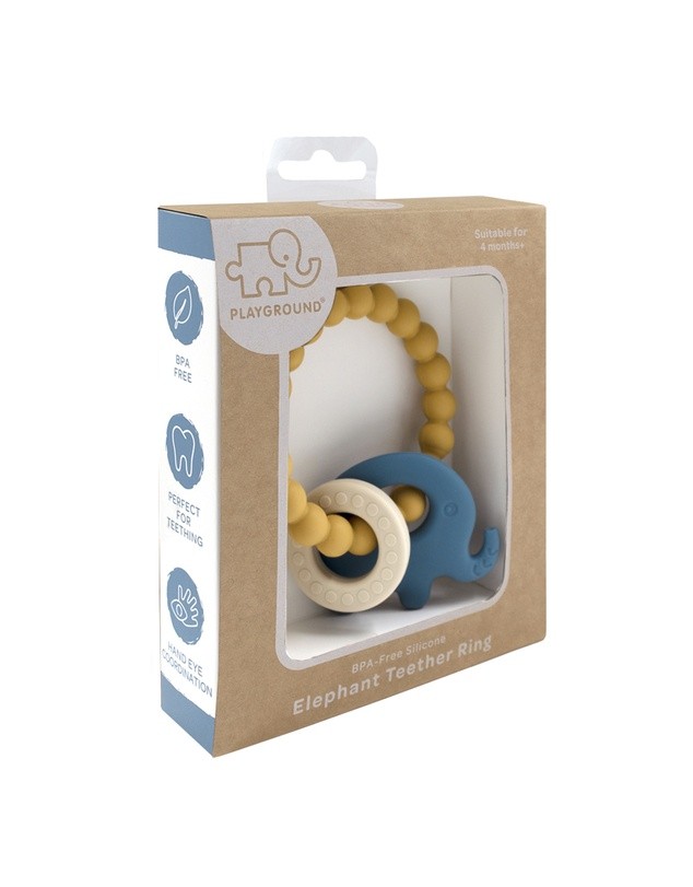 Elephant Teething Ring - Steel Blue