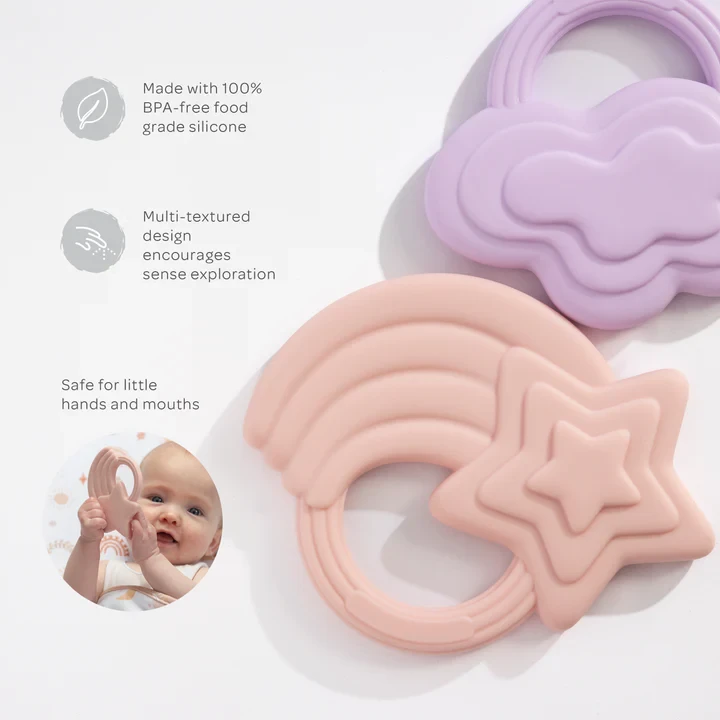 Stars & Cloud Teether Set - Pink/Purple