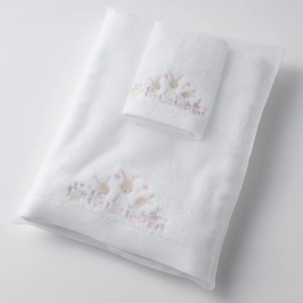 Bunny Garden Bath Towel & Face Washer