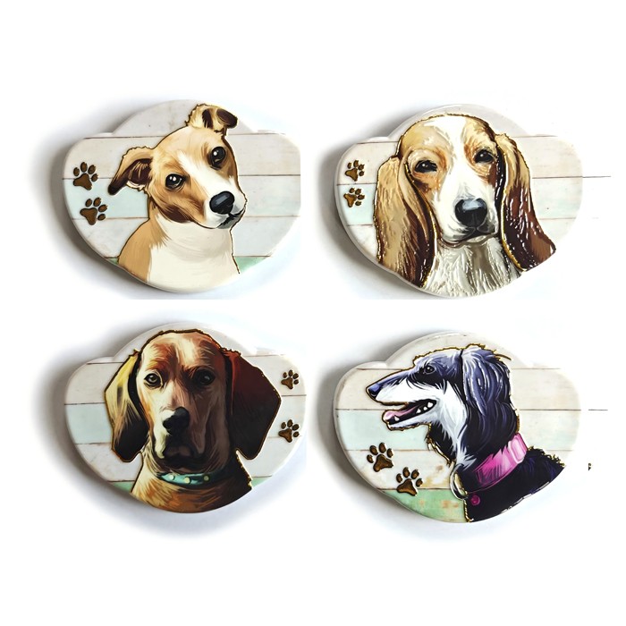 Zoe Melamine Dog Pawprint Magnet Set of 4