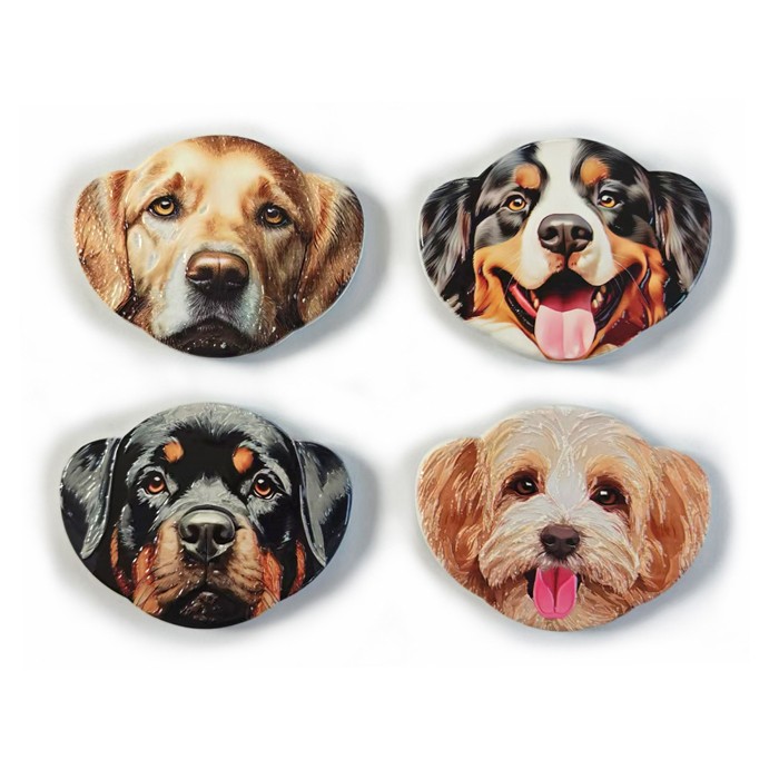 Max Melamine Dog Magnet Black Tan Set of 4