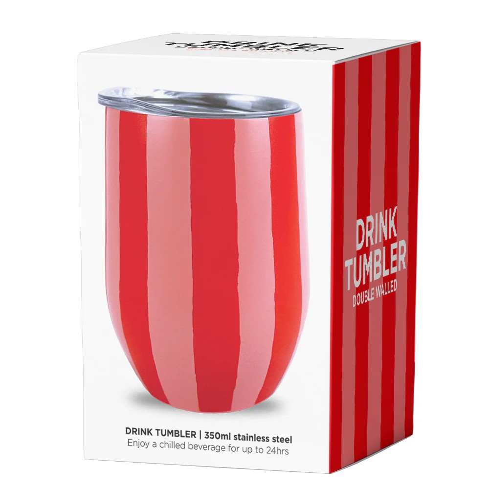 Double Walled Drink Tumbler 350ml - Red Stripe