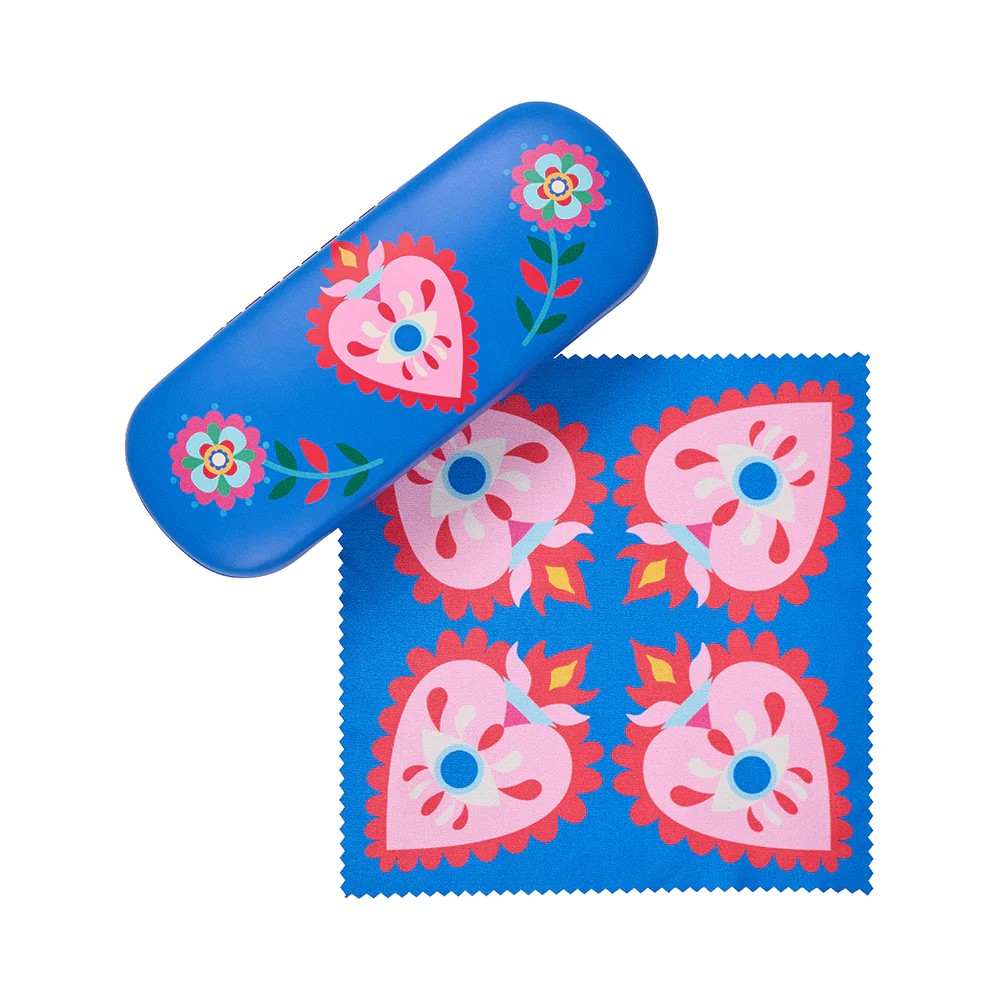 Glasses Case & Cleaning Cloth - Fiesta Heart