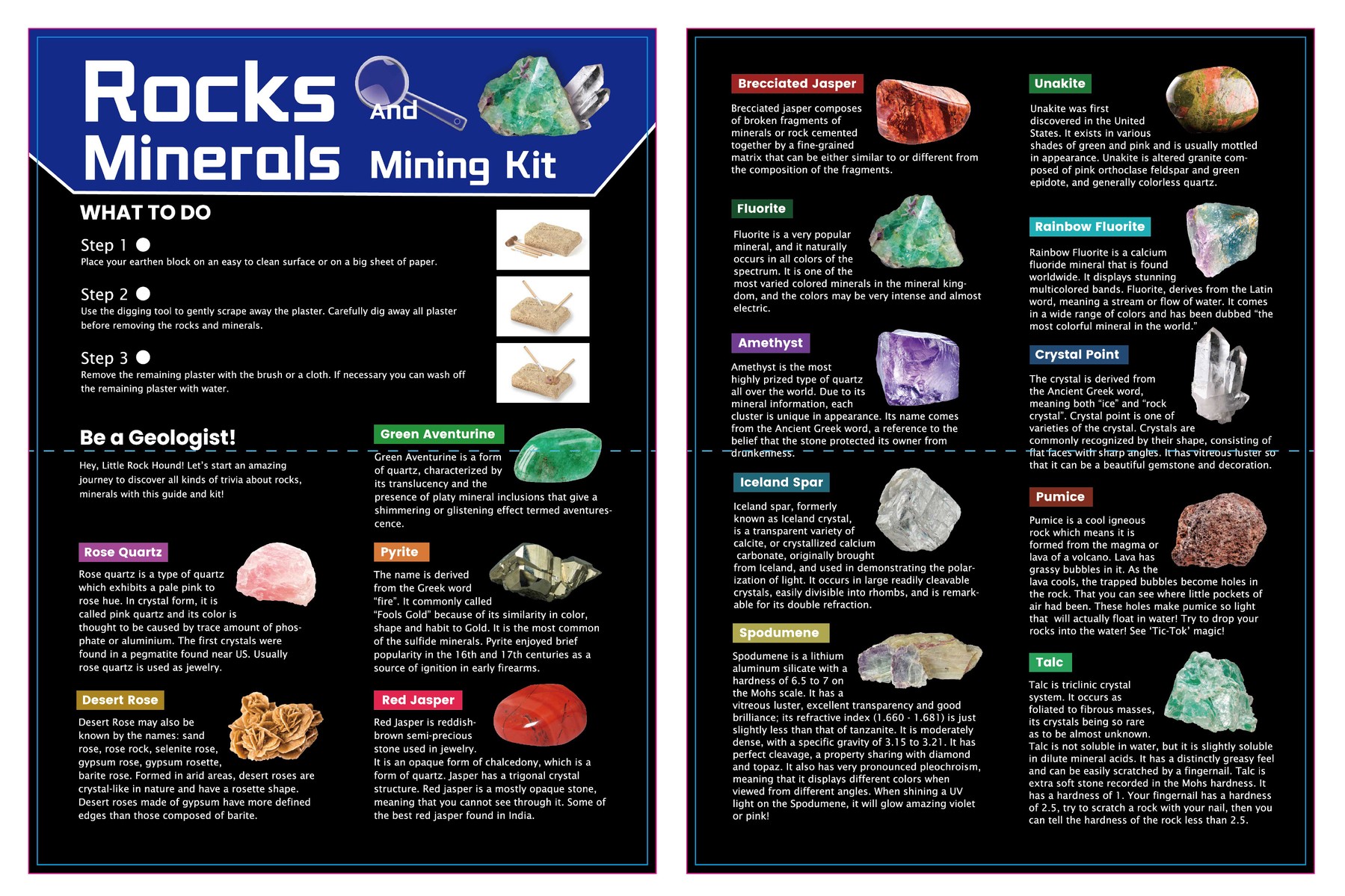 Rocks and Minerals Mining Kit