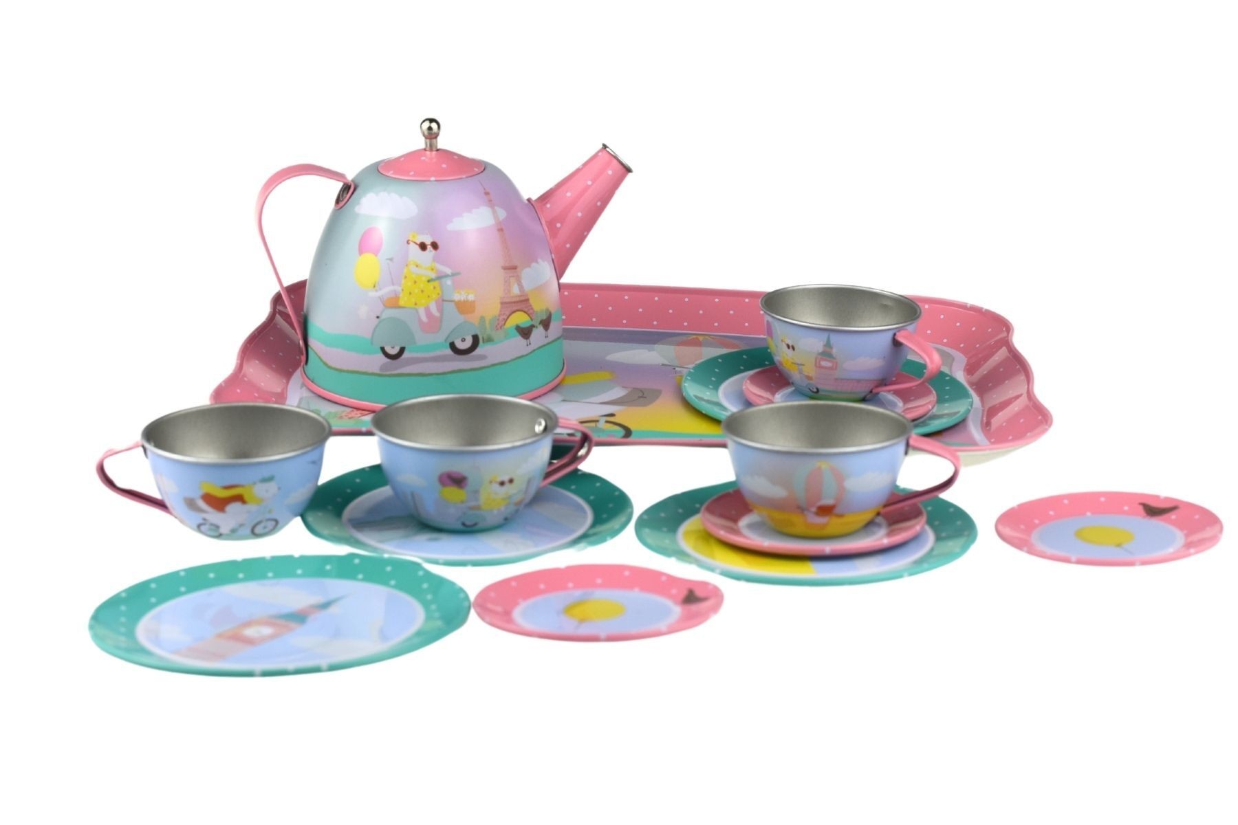 Animal Tourists 15 Piece Tin Tea Set