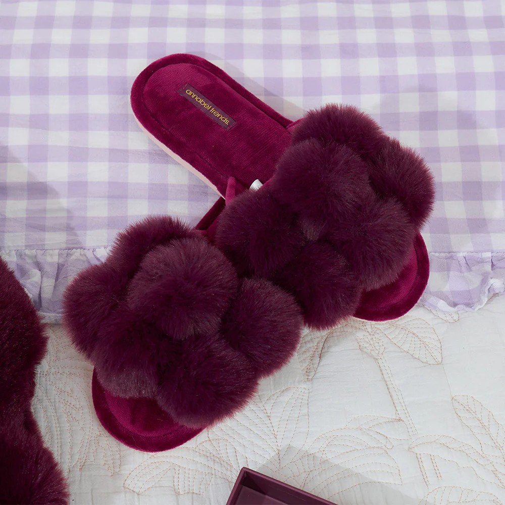 Pom Pom Slippers Mulberry - Large