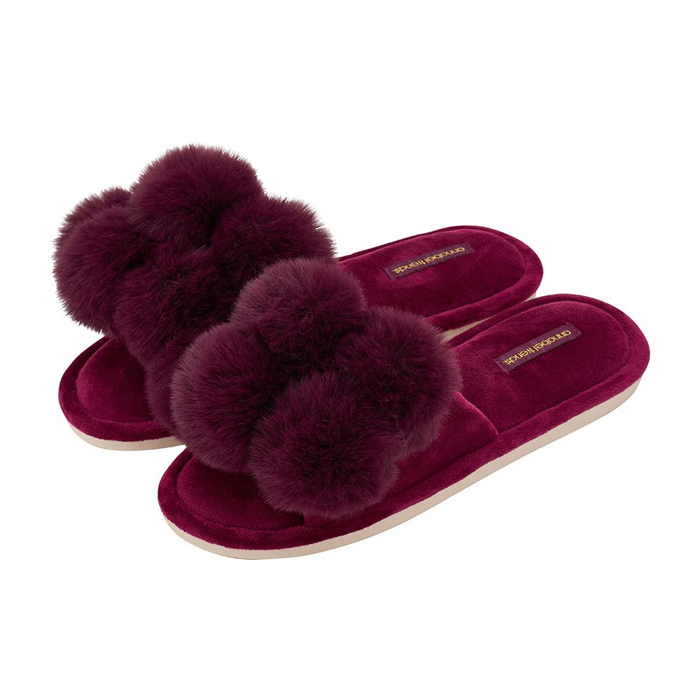 Pom Pom Slippers Mulberry - Medium