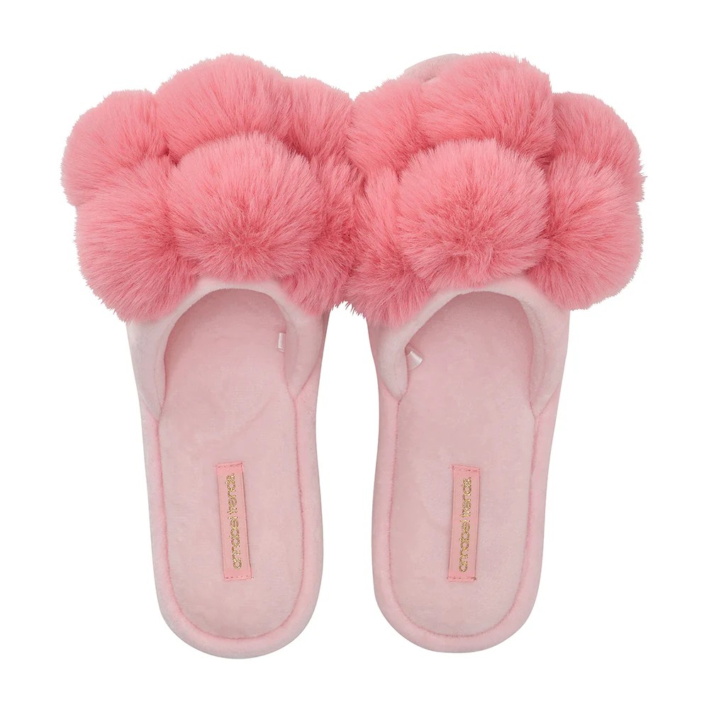 Pom Pom Slippers Shell Pink - Large