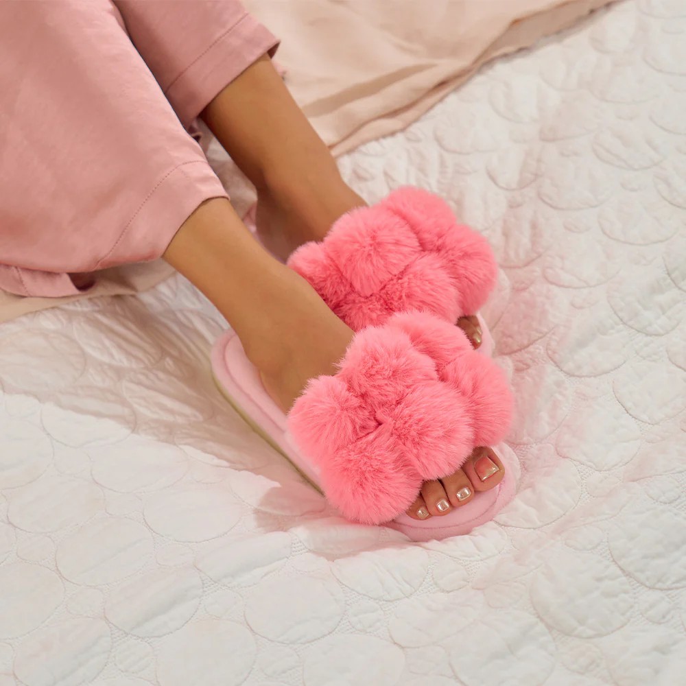 Pom Pom Slippers Shell Pink - Large