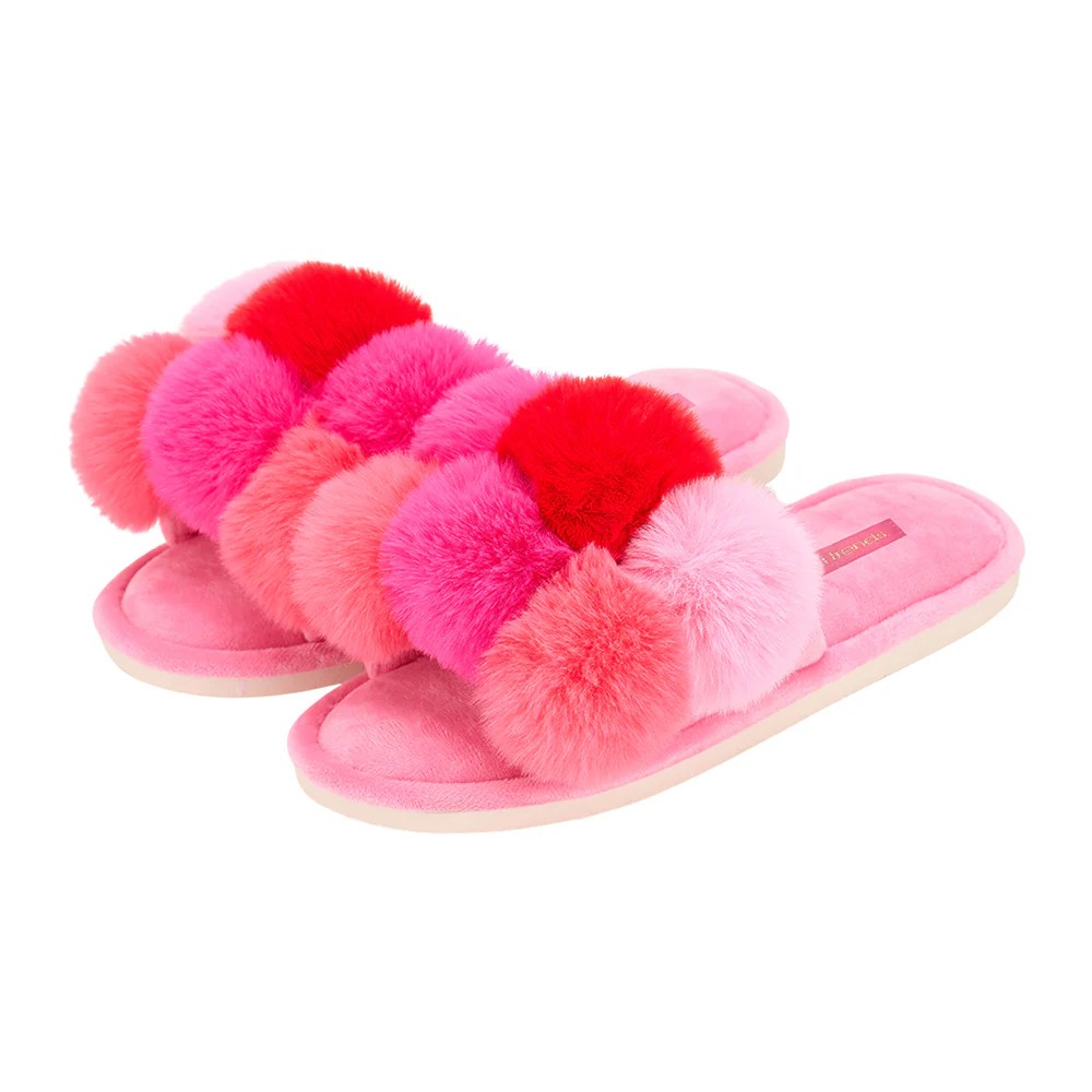 Pom Pom Slippers Multi Pink - Medium