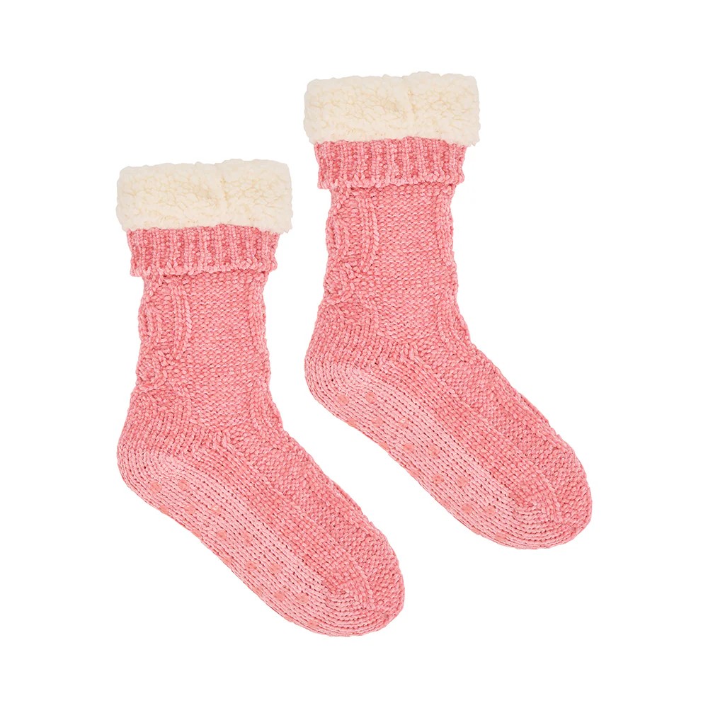 Chenille Lounge Socks - Dark Pink