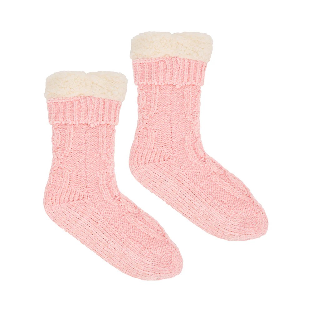 Chenille Lounge Socks - Light Pink