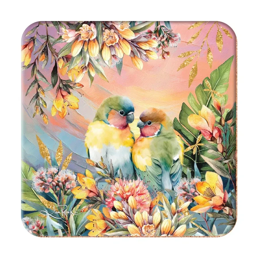 Sunset Love Birds Coaster Set