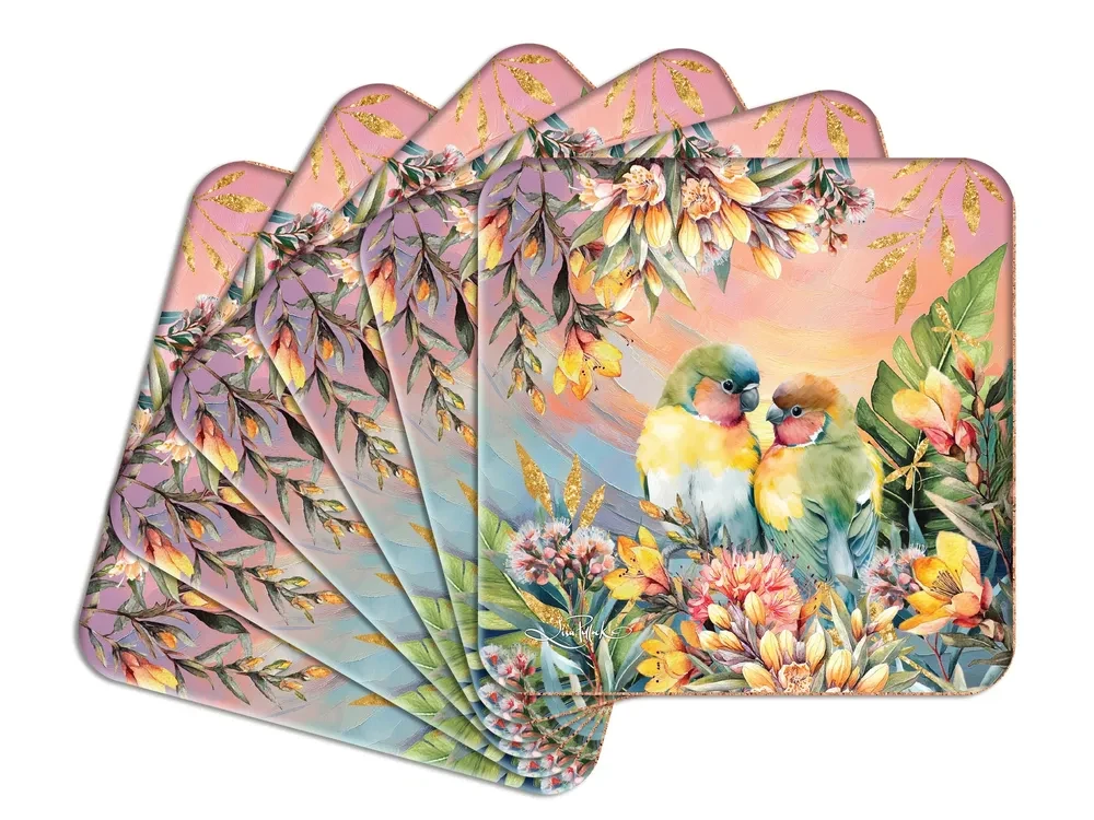 Sunset Love Birds Coaster Set
