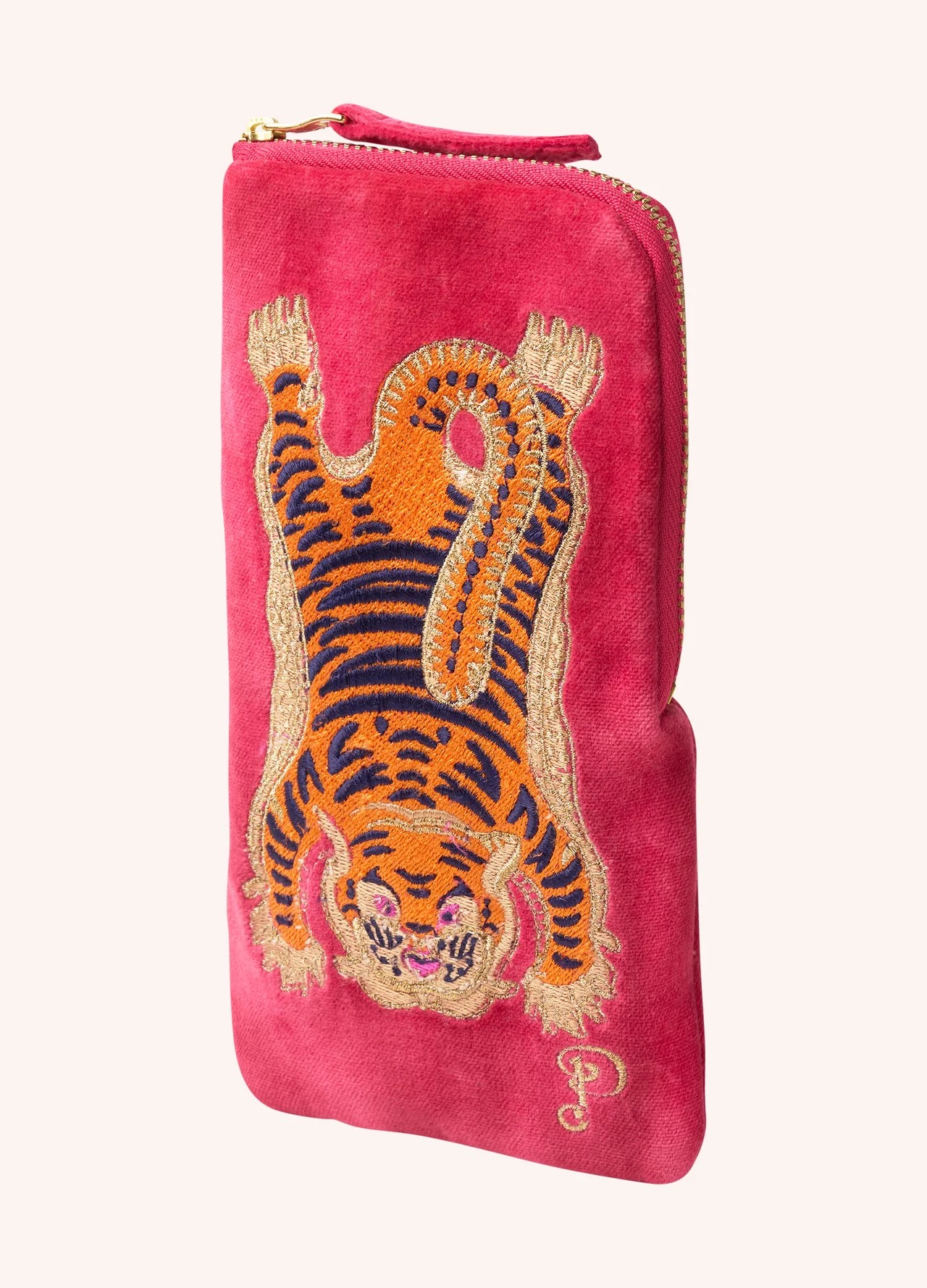 Velvet Sunglasses Pouch - Ikat Tiger - Fuchsia