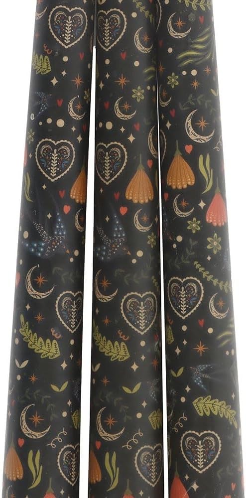 Set of 3 Midnight Bloom Taper Candles