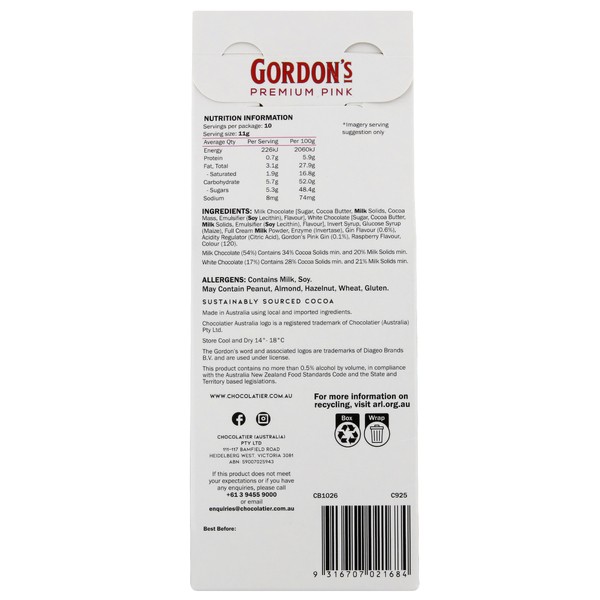 You Me & Gordons Premium Pink Gin Milk Chocolates