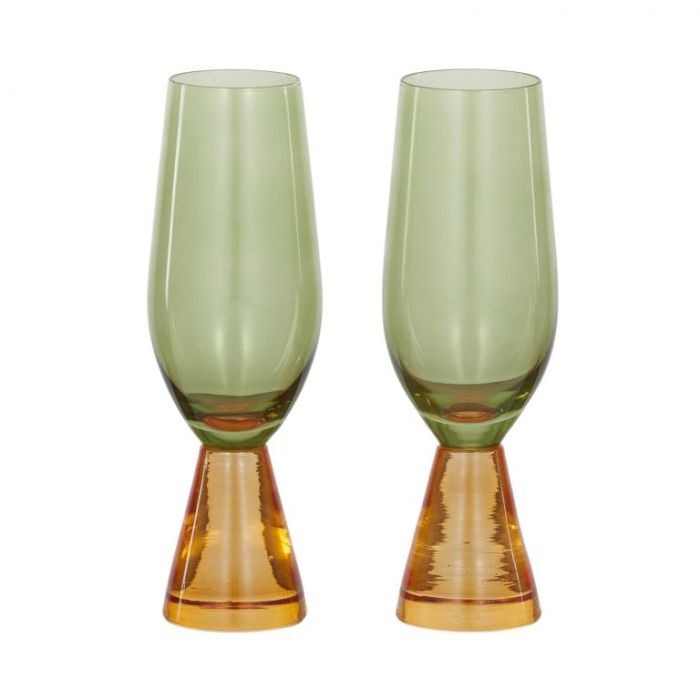 Set of 2 Pyramid Glass Flutes