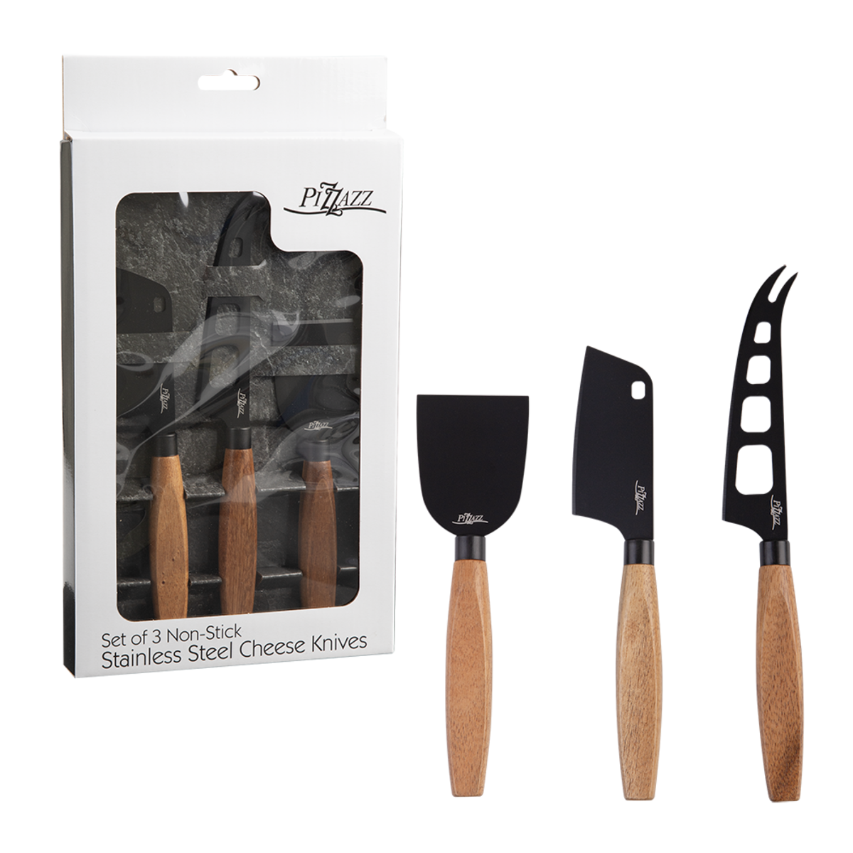 Cheese Knives with Acacia Wood Handle Set of 3