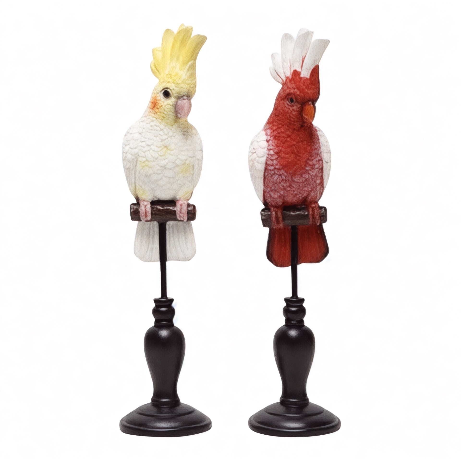 Parrot on Stand - Yellow & White