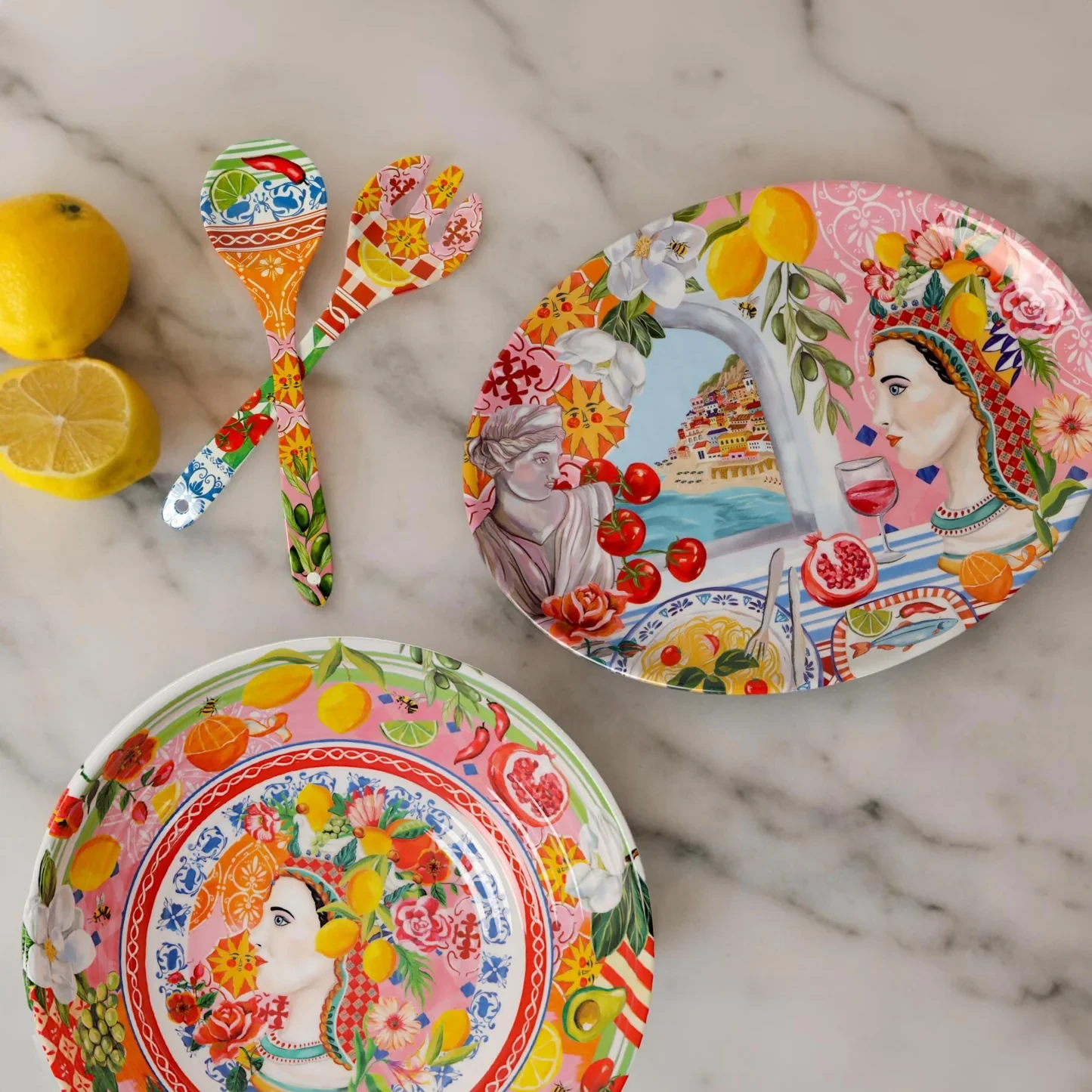 Melamine Salad Servers - Italian Summer