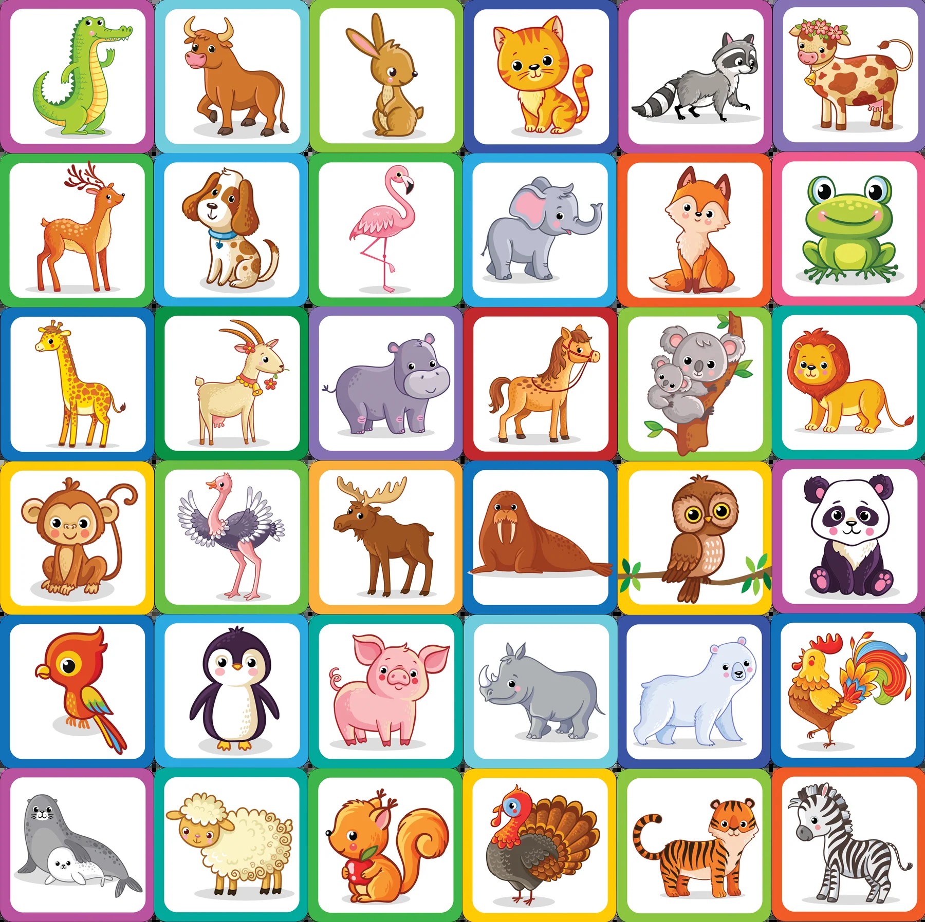 Animals Memory Match Game