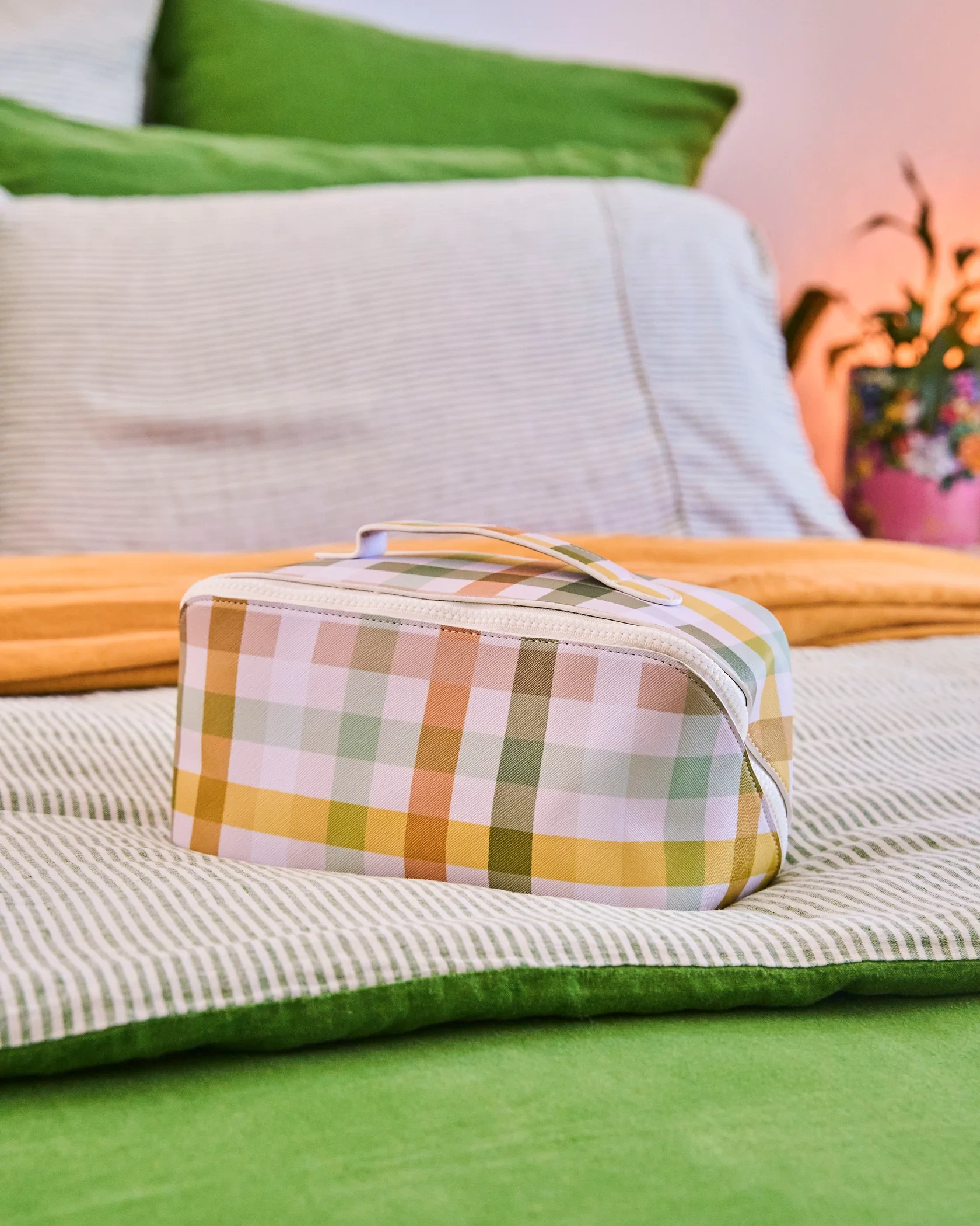 Cosmetic Bag - Golden Hour Checked
