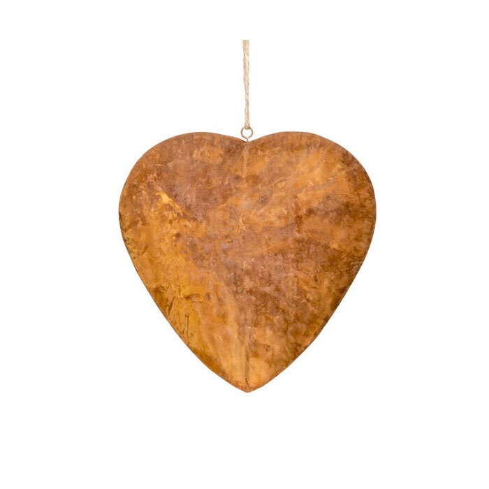 Rust 3D Metal Heart Ornament - Large