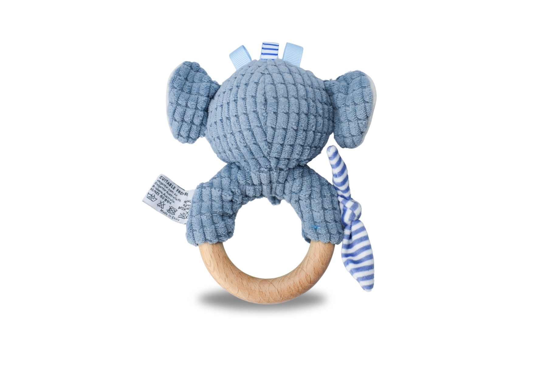 Trunks Elephant Wooden Ring Rattle