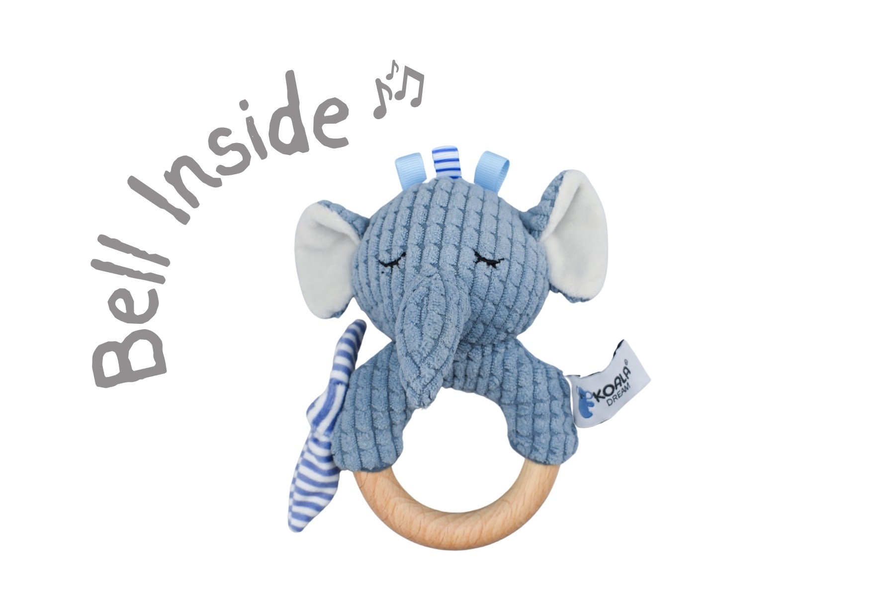 Trunks Elephant Wooden Ring Rattle