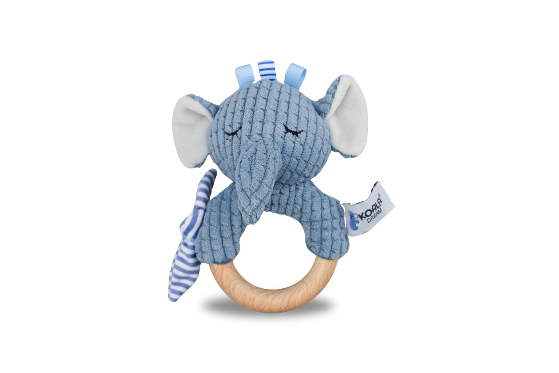 Trunks Elephant Wooden Ring Rattle