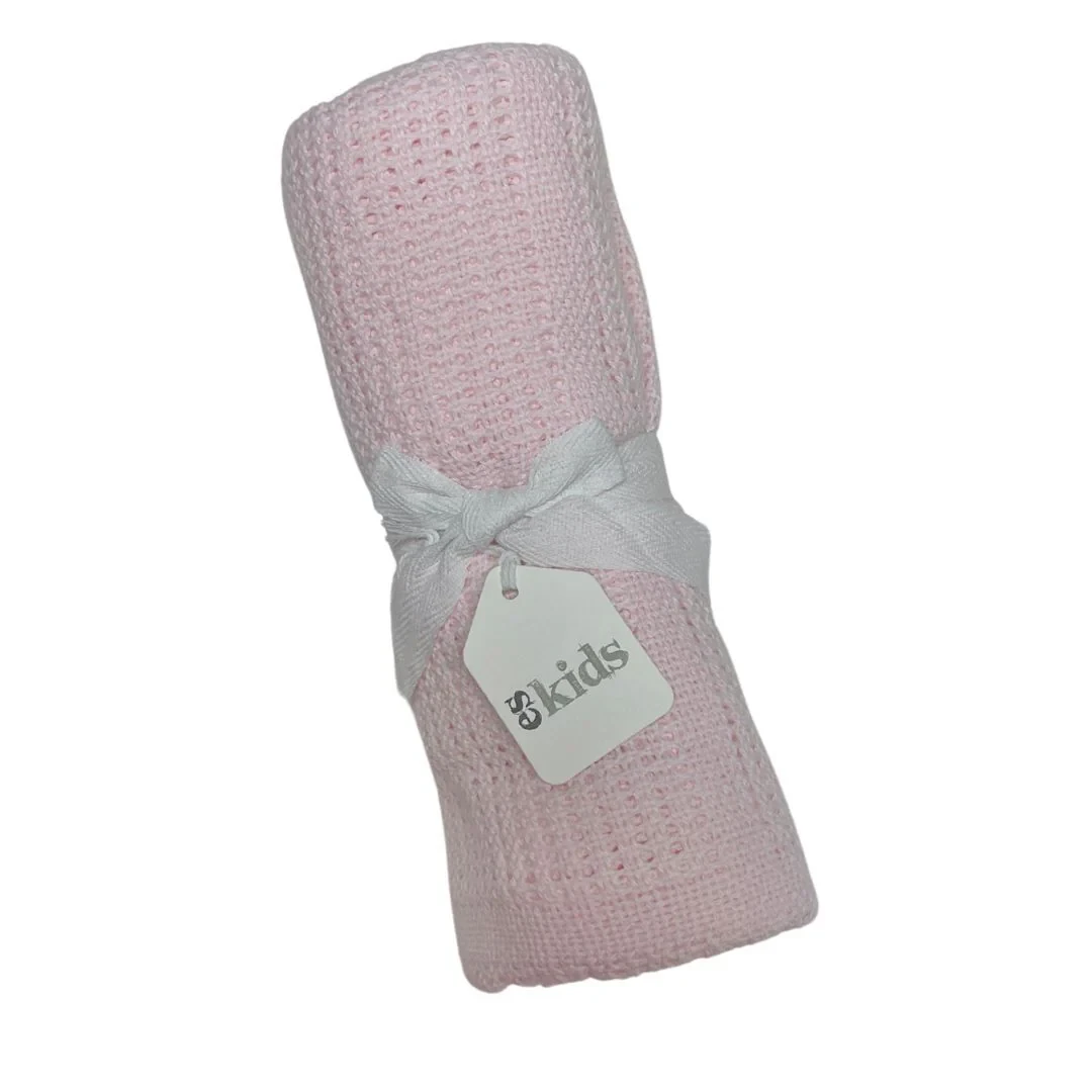 Crochet Cotton Blanket - Pink
