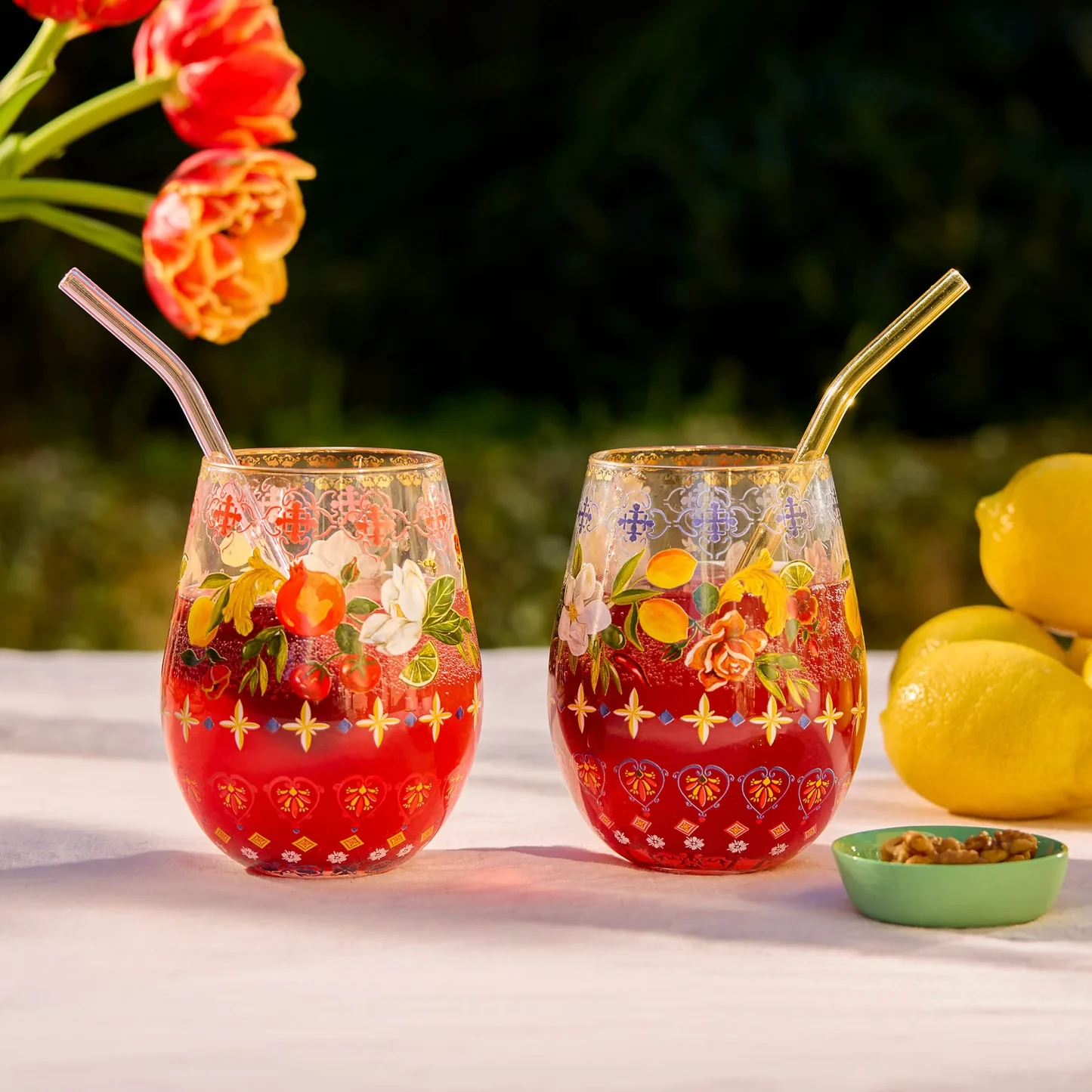 Set of 2 Glass Tumblers - Italian Summer