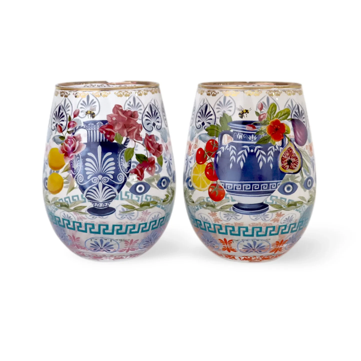 Set of 2 Glass Tumblers - Mediterranean Summer